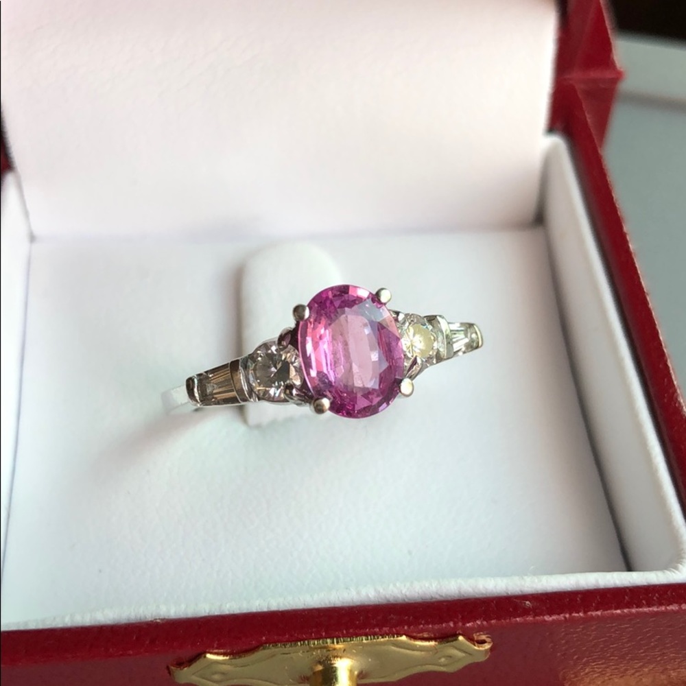 LeVian 18k Pink Sapphire/Diamond Ring Sz. 7